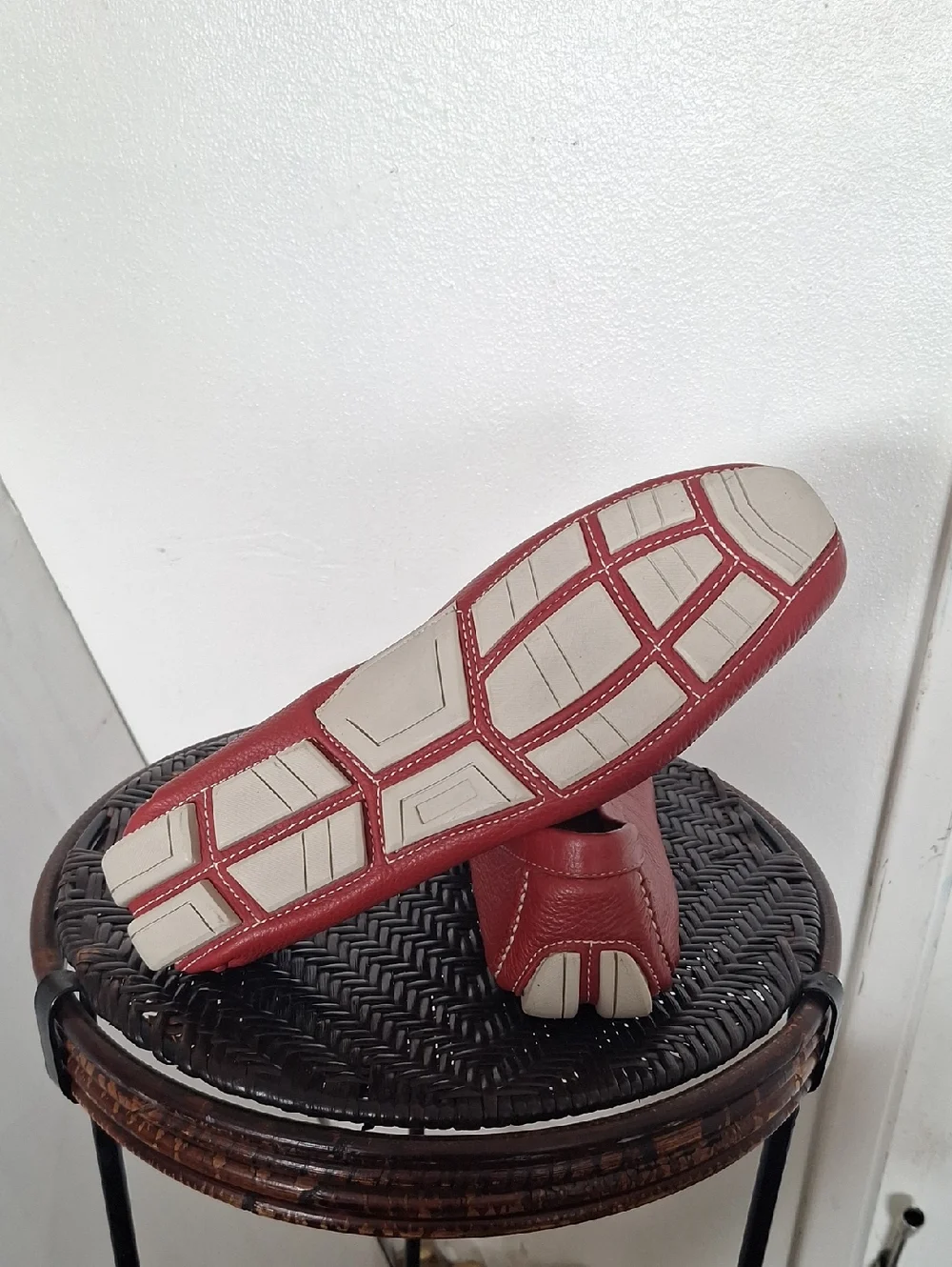 Mikekonos Driving Loafers Brazil Leather Red Men 12 M